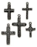 Blue Moon Lost & Found Metal Charms-Cross 3 Asst. Ox Silver 5/Pkg by Blue Moon Beads: Product Image