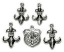 Blue Moon Lost & Found Metal Charms-Fleur De Lis Asst. Antique Silver 5/Pkg by Blue Moon Beads: Product Image