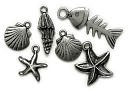 Blue Moon Lost & Found Metal Charms-Shell Asst. Ox Silver 6/Pkg by Blue Moon Beads: Product Image