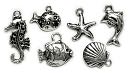 Blue Moon Lost & Found Metal Charms-Ocean Asst. Antique Silver 6/Pkg by Blue Moon Beads: Product Image
