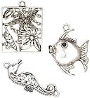 Blue Moon Enchanted Planet Metal Pendants-Fish/Seahorse/Square-Ant. Silver 3/Pkg by Blue Moon Beads: Product Image