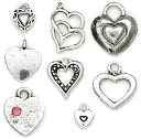 Blue Moon Tokens Metal Charms 5/Pkg-Silver Heart by Blue Moon Beads: Product Image