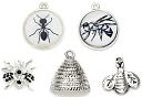 Blue Moon Tokens Metal Charms 5/Pkg-Silver Insect by Blue Moon Beads: Product Image