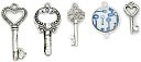 Blue Moon Tokens Metal Charms 5/Pkg-Antique Silver Key by Blue Moon Beads: Product Image