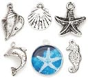 Blue Moon Tokens Metal Charms 6/Pkg-Silver Sealife by Blue Moon Beads: Product Image