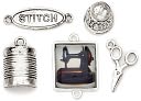 Blue Moon Tokens Metal Charms 5/Pkg-Antique Silver Sewing by Blue Moon Beads: Product Image