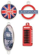 Blue Moon Tokens Metal Charms 4/Pkg-Antique Silver London by Blue Moon Beads: Product Image