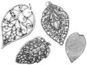 Blue Moon Madame Delphine's Metal Charms-Filigree Leaves-Oxidized Silver 4/Pkg by Blue Moon Beads: Product Image