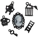 Blue Moon Madame Delphine's Metal Charms-Chairs Cameo-Black 6/Pkg by Blue Moon Beads: Product Image