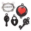 Blue Moon Madame Delphine's Metal Charms-Midnight #5-Black/Antique Silver 5/Pkg by Blue Moon Beads: Product Image