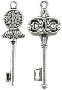 Blue Moon Plated Metal Dangle Charms-Silver Key Assortment 4/Pkg by Blue Moon Beads: Product Image