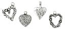 Blue Moon Plated Metal Dangle Charms-Silver Large Heart Assortment 4/Pkg by Blue Moon Beads: Product Image