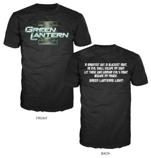 Green Lantern Name with Back Printed Oath On Black XLG