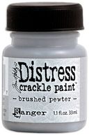 Distress Metallic Crackle Paint 1.1 Ounce Jar-Brushed Pewter by Ranger: Product Image