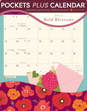 2012 Bold Blossoms Pockets Plus Wall Calendar