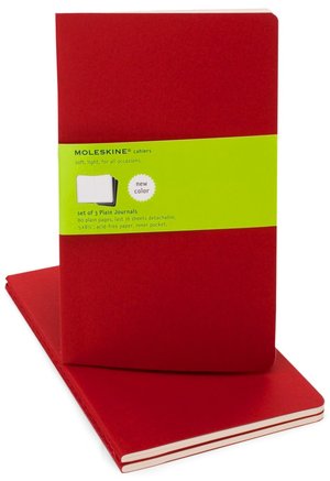 Moleskine Cahier Red Large Plain Journal, Set of 3