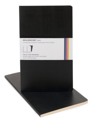 Moleskine Volant Large Plain Notebook, Black Set of 2