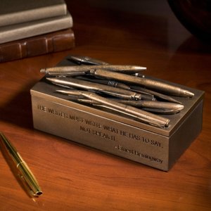 Hemingway Writer's Quotation Resin Pen Box