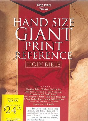Giant Print (15 point type) Reference Bible: King James Version (KJV), black bonded leather, thumb-indexed, words of Christ in red, with concordance