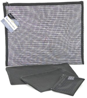 Black Grid Mesh Pouch set of 4