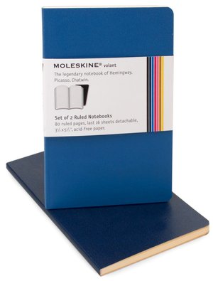 Moleskine Volant Pocket Ruled Notebook, Antwerp/Prussian Blue Set of 2