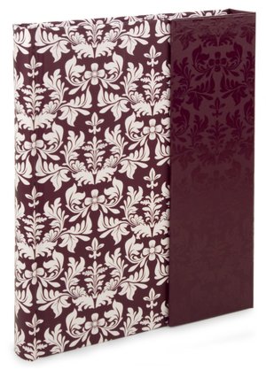Damask Aubergine & White Magnetic Flap Lined Journal (6'x8')