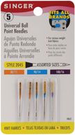 Ball Point Machine Needles-Size 11/80 (2), 14/90 (2) & 16/100 (1) by Singer: Product Image