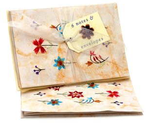 Ecru Embroidered Floral Notecards set of 6
