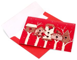 Holiday Birdhouses (Love Peace Joy Bird Houses) Christmas Boxed Card