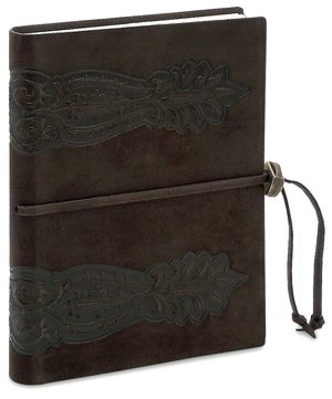 Brown Sforza Embossed Italian Suede Journal with Bead Tie (6