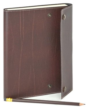 Chocolate Brown Italian Leather Snap Journal with Pencil