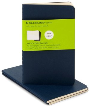 Moleskine Cahier Navy Blue Pocket Plain Journal, Set of 3