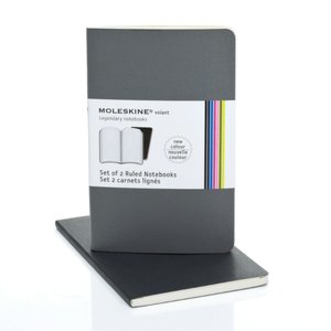 Moleskine Volant Pocket Ruled Notebook, Slate/Gray Set of 2