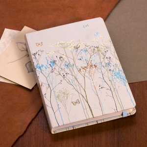 Butterflies Beige/Blue Bound Journal (5'x7