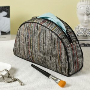 Recycled Loomed Newspaper Half Moon Accessory Case (9''x2.5''x5.5'')