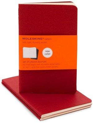 Moleskine Cahier Red Pocket Ruled Journal, Set of 3
