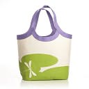 Frog and Dragonfly Canvas Summer Tote - 13x7x14.25