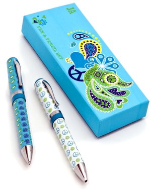 Jonathan Adler Blue Love Dove Pen & Pencil Set