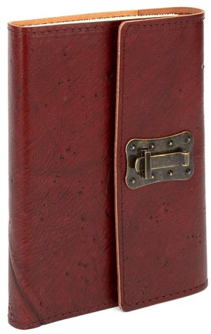 Wood Texture Brown Italian Leather Journal with Lock (6