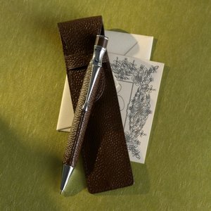 Spumoni Ballpoint Pen in Chocolate Leather