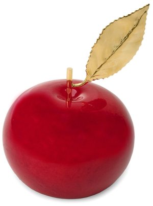 Red Italian Alabaster Apple Paperweight with Gold Leaf(3
