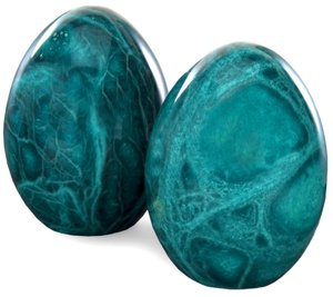 Malachite Green Italian Alabaster Egg Bookends Set of 2