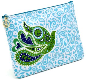 Jonathan Adler Blue Love Dove Embroidered Accessory Pouch (7x10)