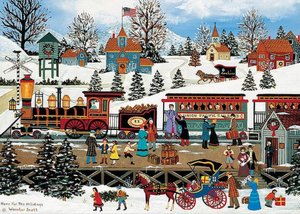 WINTER TRAIN STATION CHRISTMAS BOXED CARD