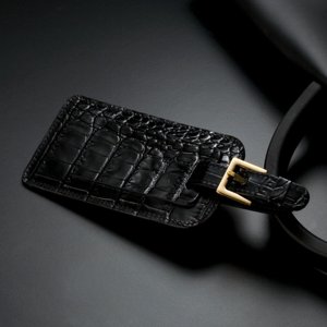 Black Croc Embossed Luggage Tag