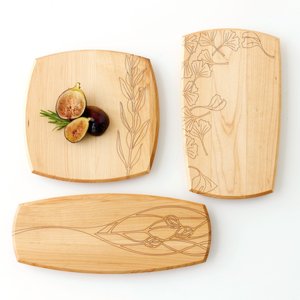 Small Plates Set of 3: Ginkgo Leaves, Olive Branch, Glass Flower