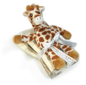 Cloud B Satin Trim Spill Cloth & Rattle Gift Set - Baby Giraffe