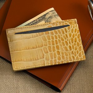 Slim Design Card Case - beige croc