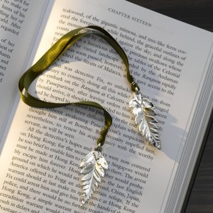Double Fern Leaf Silver Ribbon Book Mark