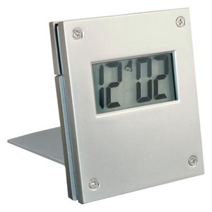 Brushed Aluminum Travel Alarm Clock and Carry Case